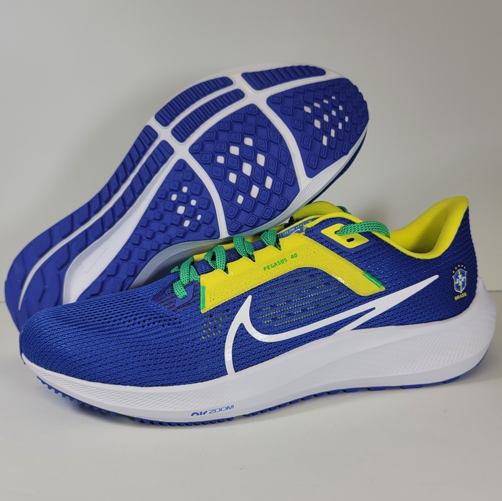Mens Size 11 Nike Air Zoom Pegasus 40 Brasil CBF Blue/Yellow/Green FN0020-401